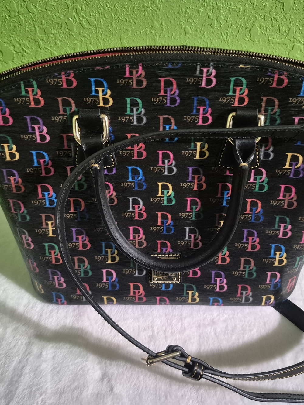 Dooney & Bourke Black Multicolor DB Logo Satchel